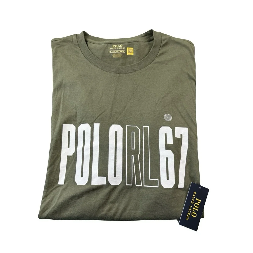 Polo Ralph Lauren Army Green RL67 Cotton S/S Mens T Shirt Size XLT NWT